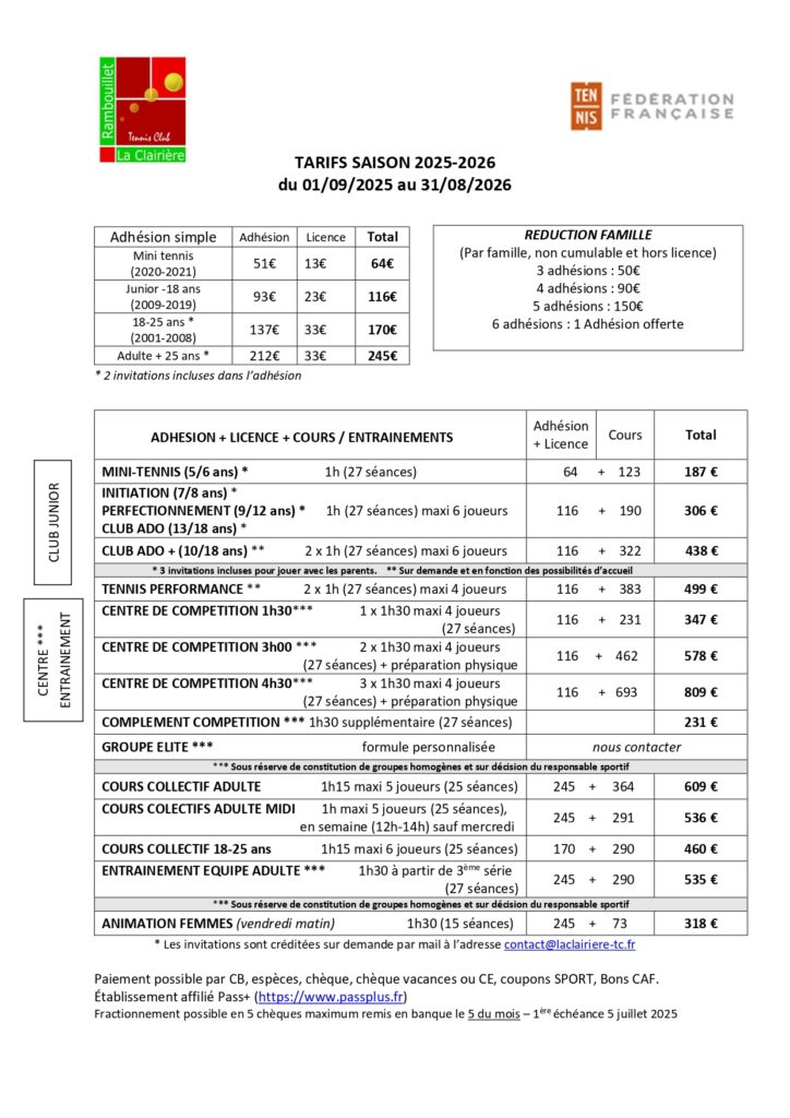 Tarifs La Clairiere Rambouillet TC 2026_page-0001