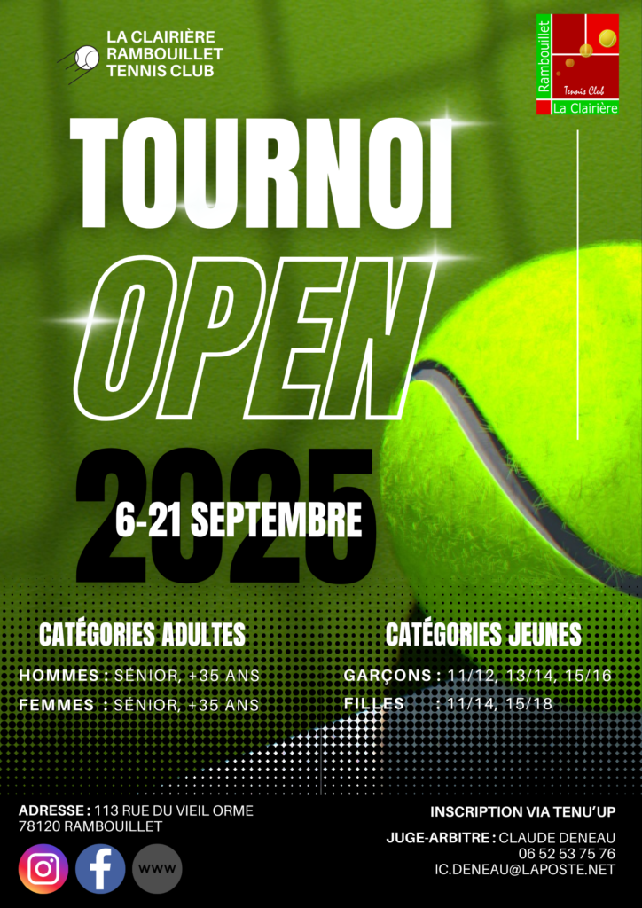 Green and White Modern Tennis Tournament Poster